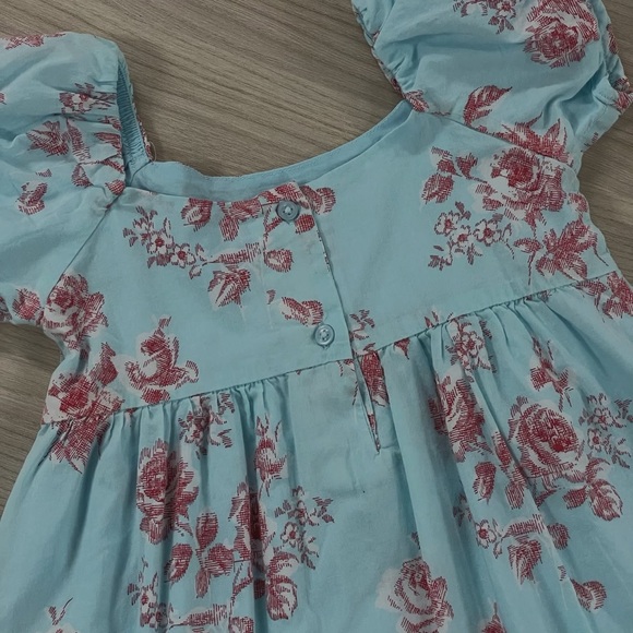 Janie and Jack Blue Floral Puff-Sleeve Dress - Picture 2 of 4